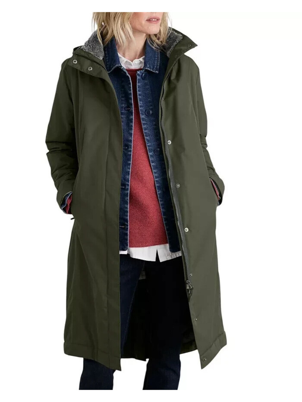 NEW, Seasalt Cornwall Rain Women's Janelle Coat in Olive Sz 22-24  #C4874